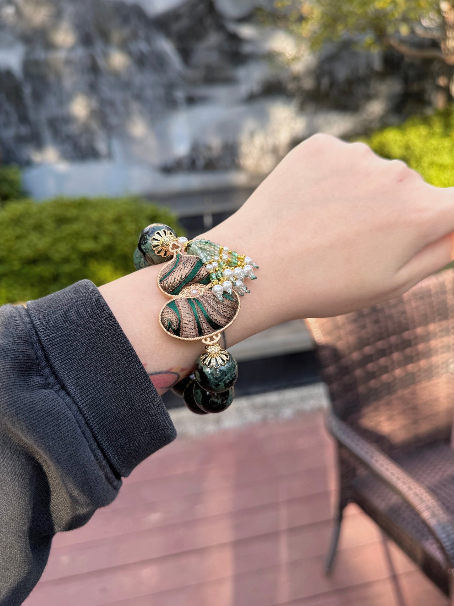 Kambaba jasper original design bracelet Chunky beads