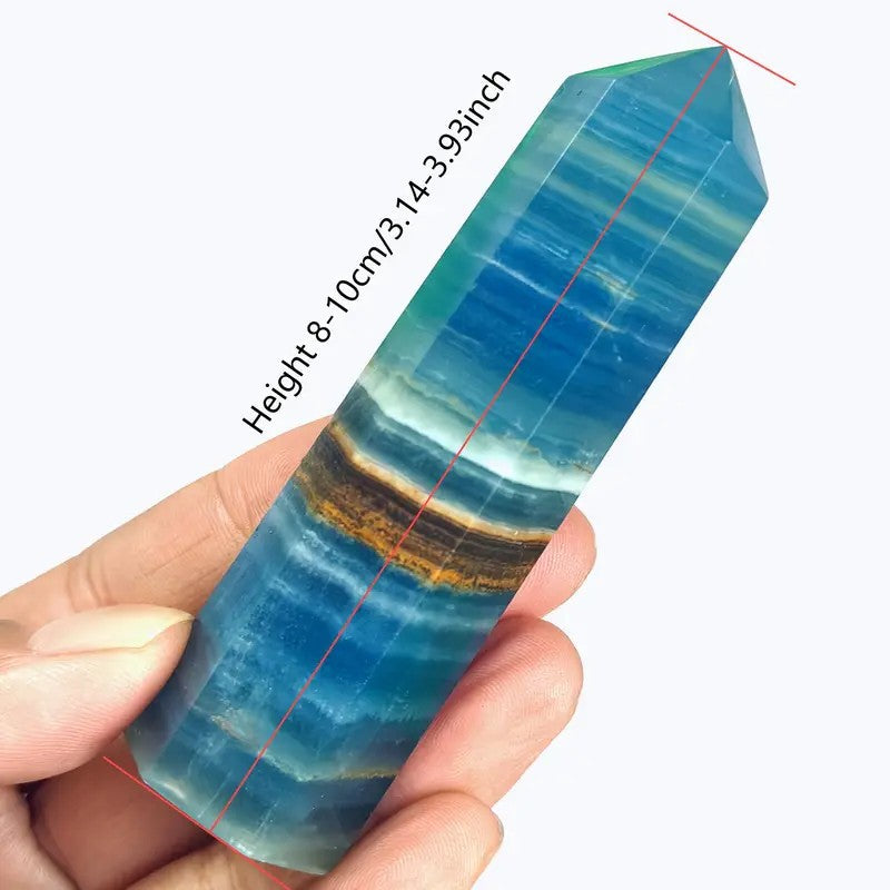 Natural Blue Lux crystal hexagonal prism