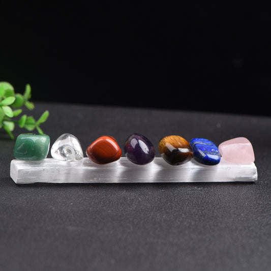 Natural crystal seven chakra chips plasterboard