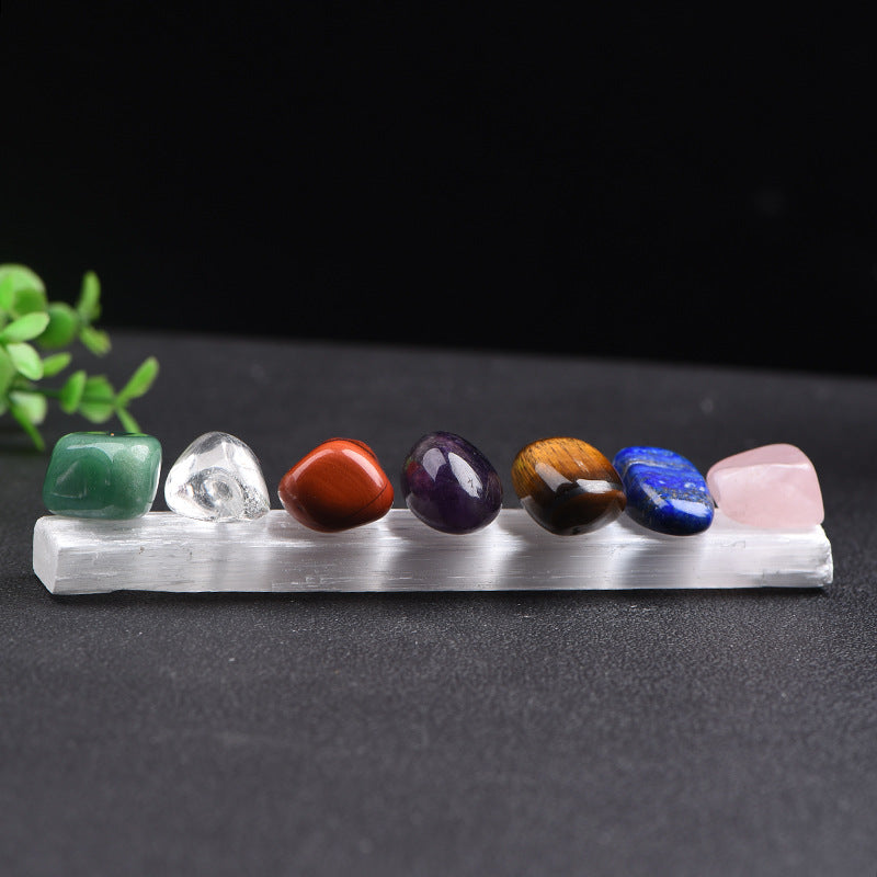 Natural crystal seven chakra chips plasterboard