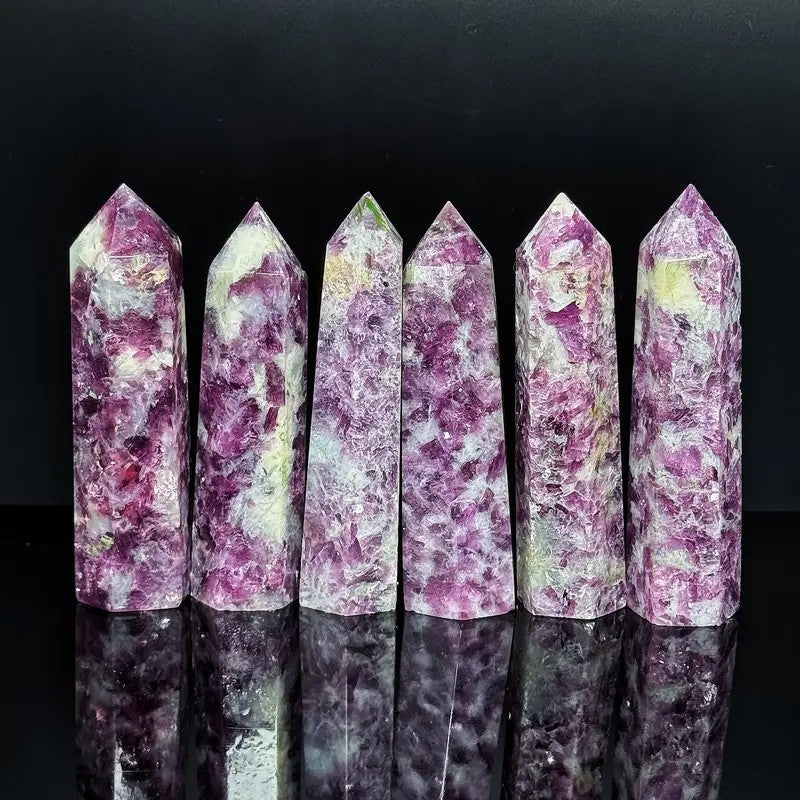 天然紫丁香六棱水晶柱