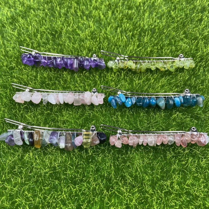 Natural crystal spring clip hair ornament