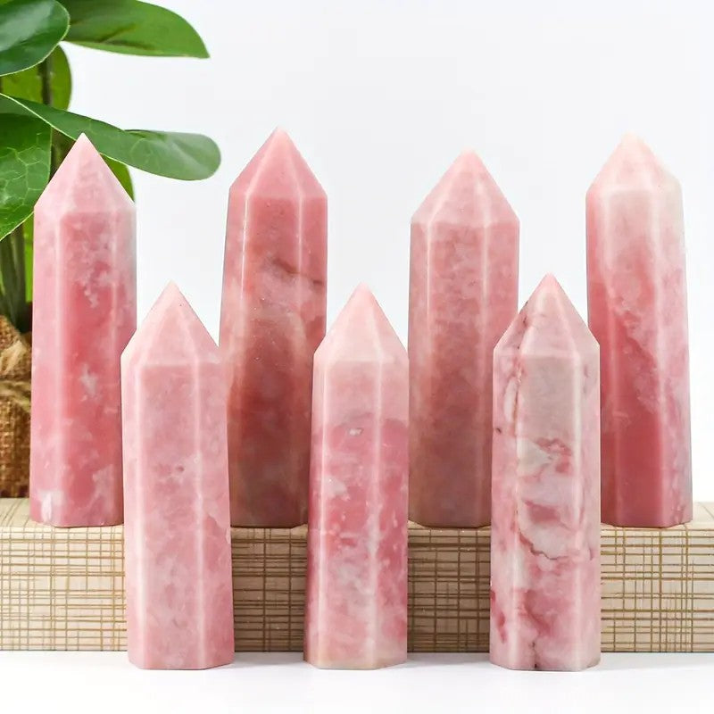 Natural powder Opal crystal hexagonal prism