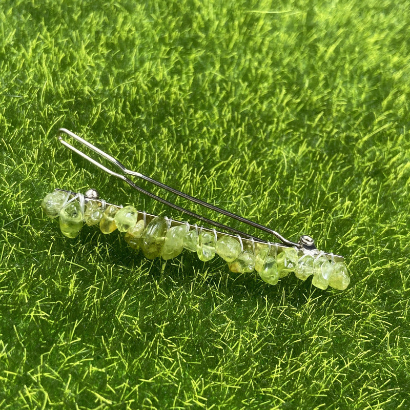 Natural crystal spring clip hair ornament