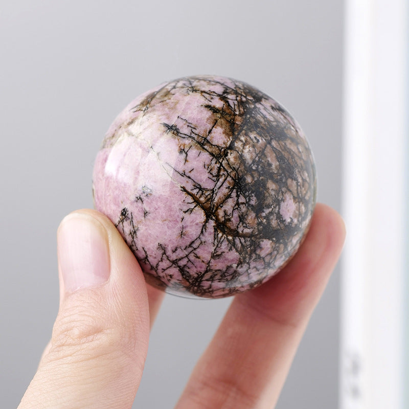 Natural crystal rosestone ball