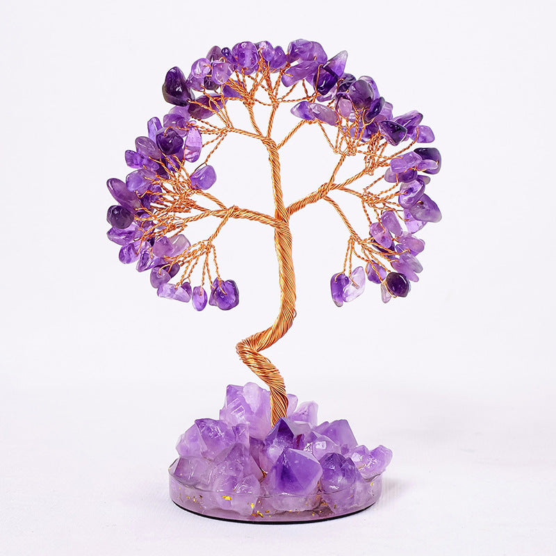 Natural crystal rough stone gravel fortune tree