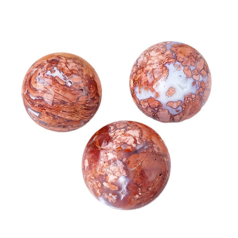 Natural pink agate crystal ball