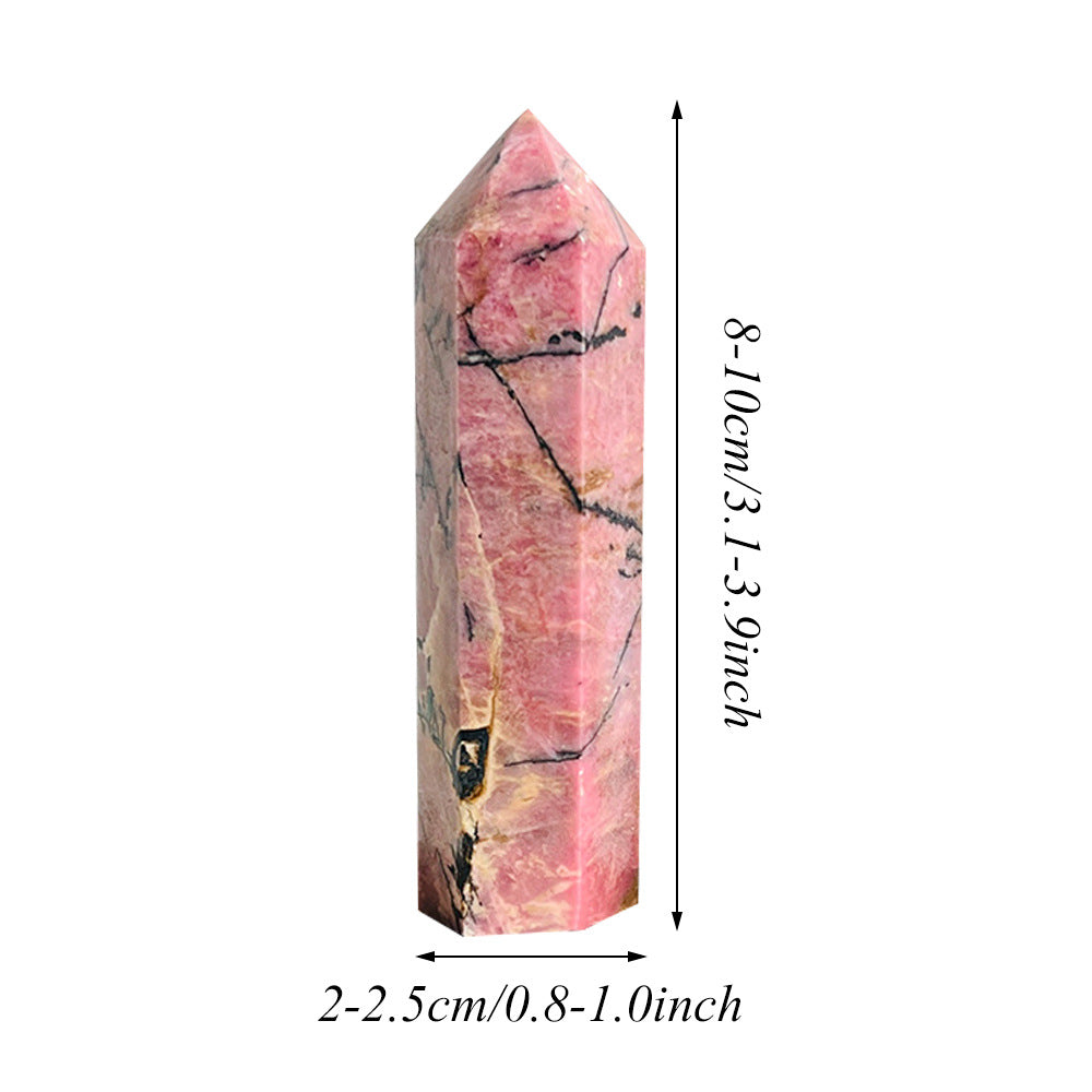 Natural rosopyroxene hexagonal crystal column