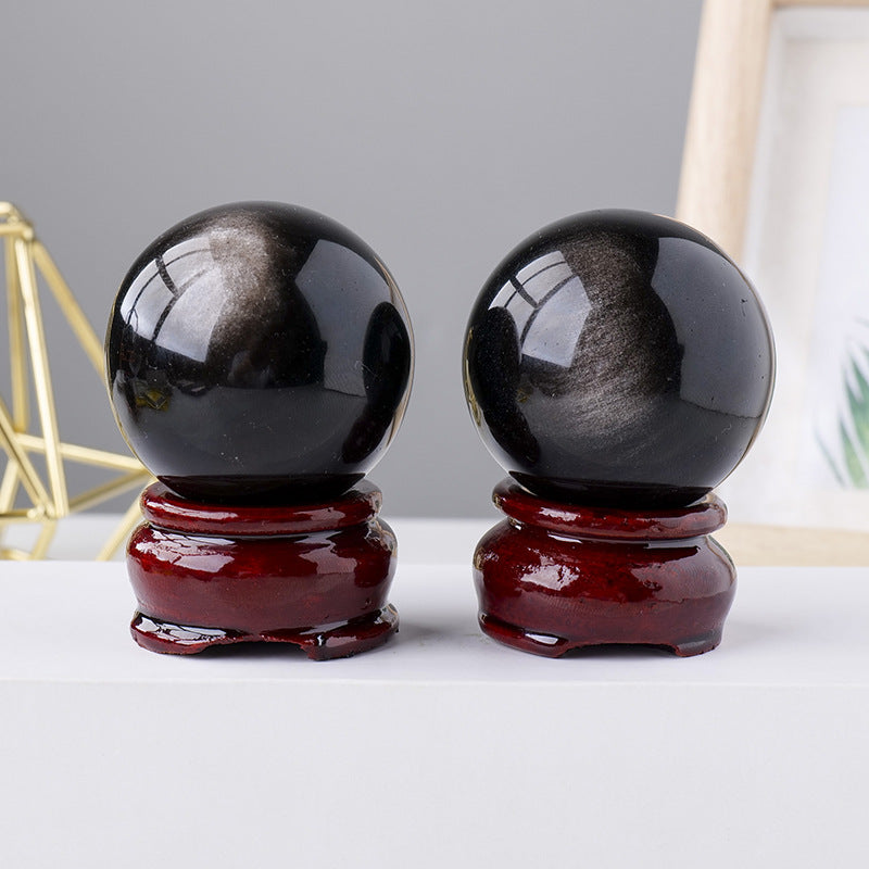 Natural silver obsidian ball