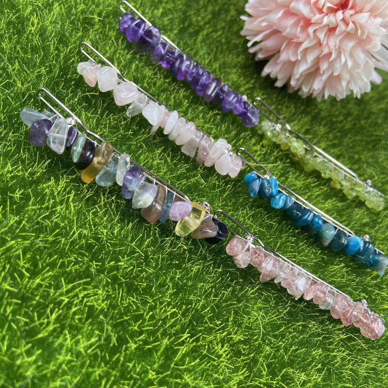 Natural crystal spring clip hair ornament