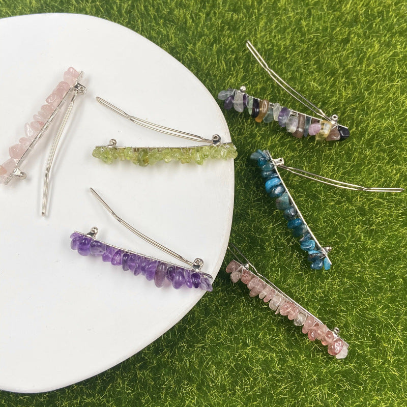 Natural crystal spring clip hair ornament