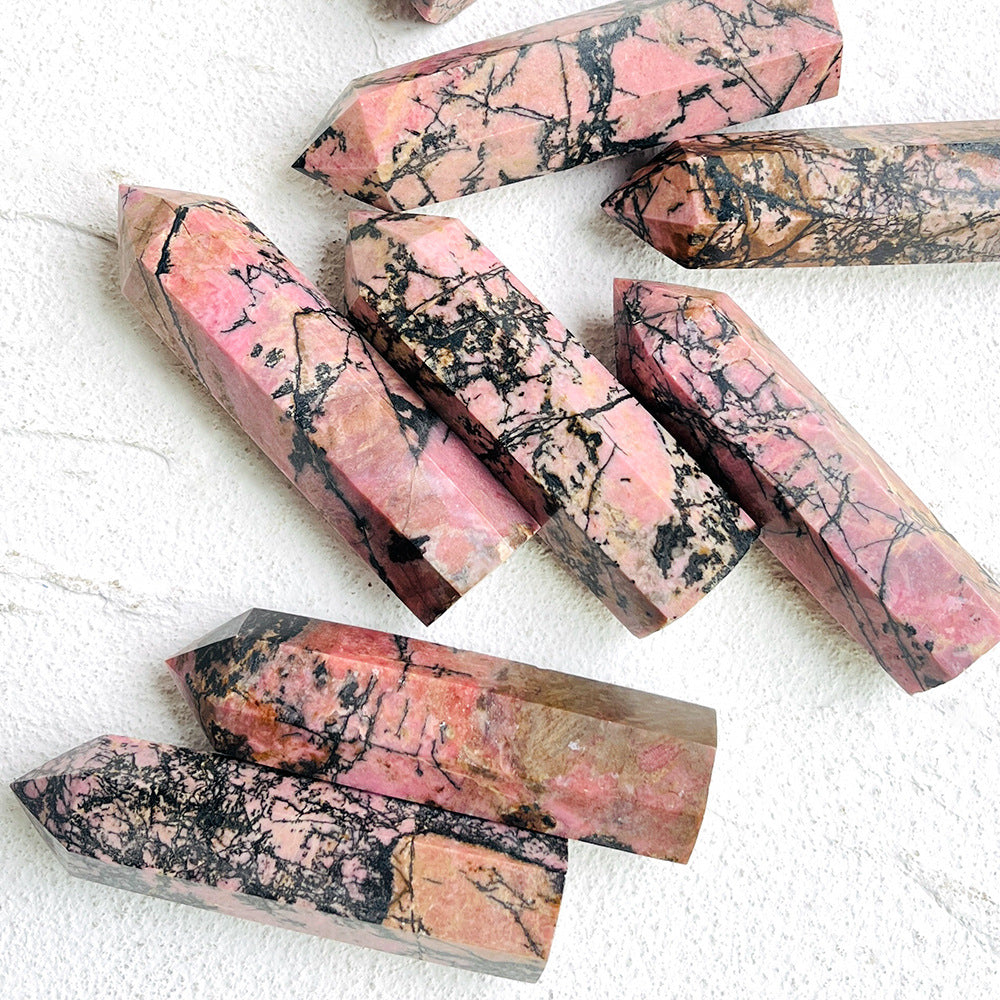Natural rosopyroxene hexagonal crystal column