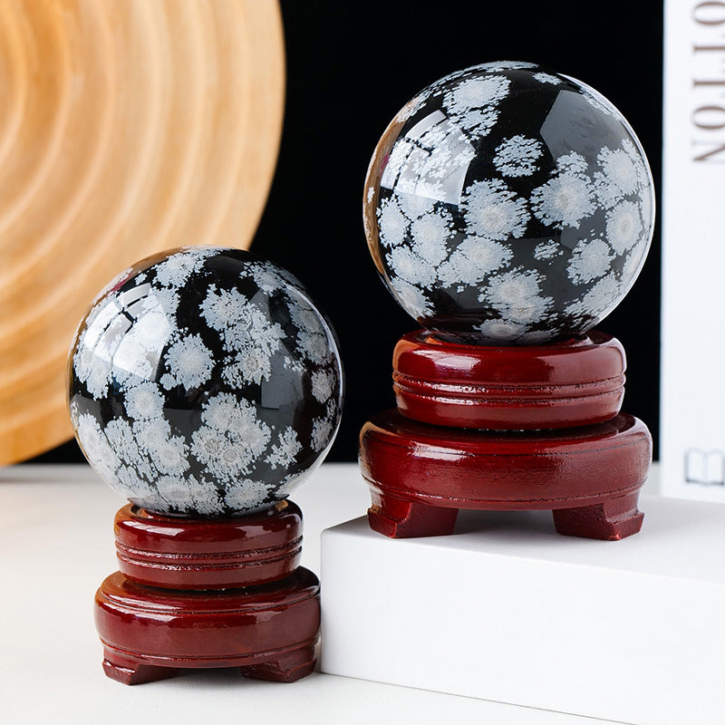 Natural Snowflake Obsidian Ball