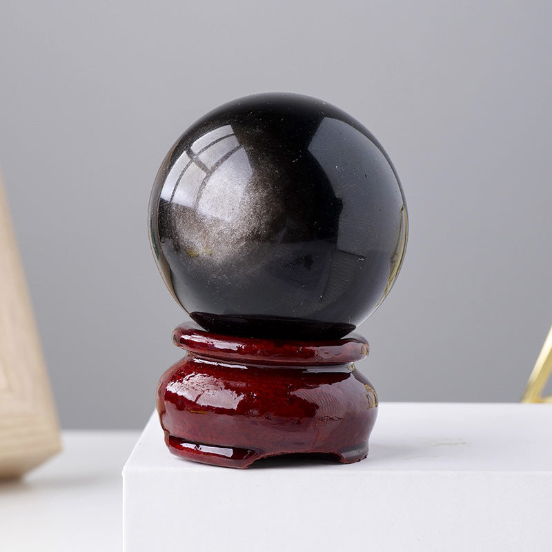Natural silver obsidian ball