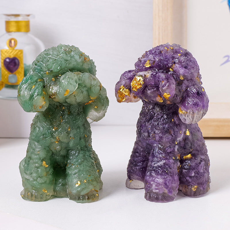 Natural Crystal Gravel Epoxy Teddy Dog