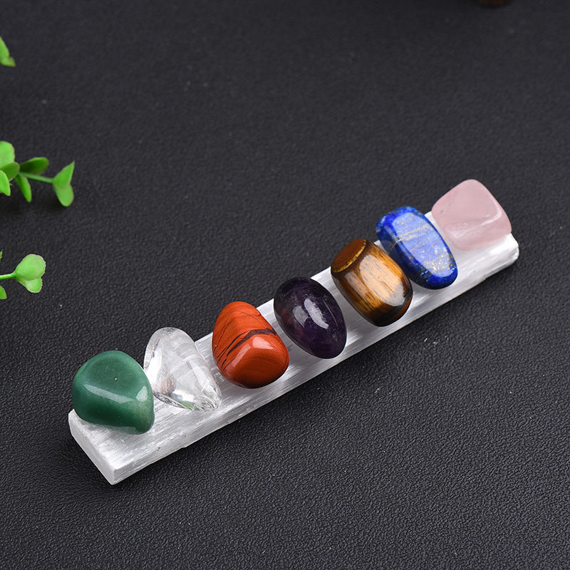 Natural crystal seven chakra chips plasterboard