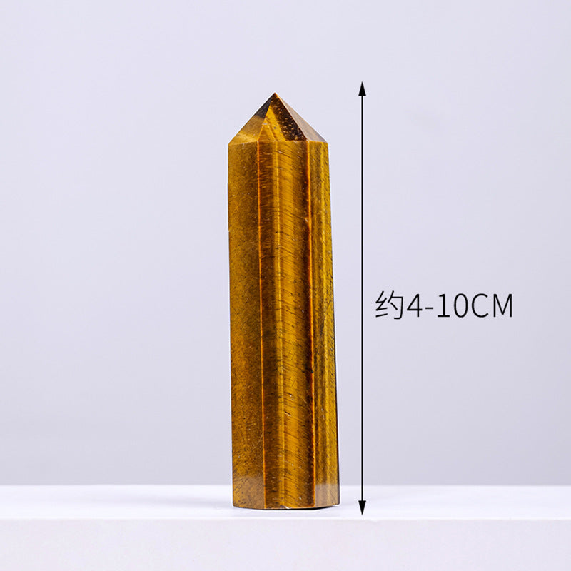 Natural crystal tiger's eye hexagonal prism