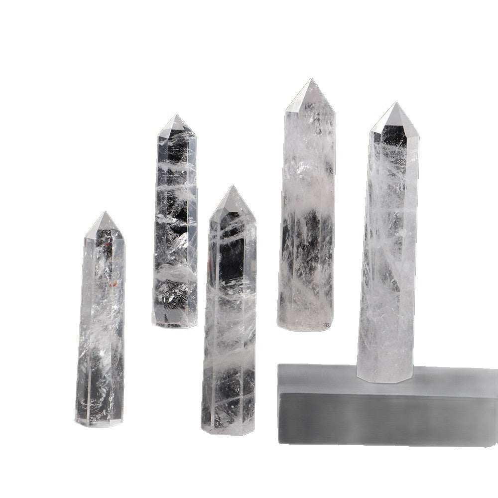 Natural white crystal hexagonal prism