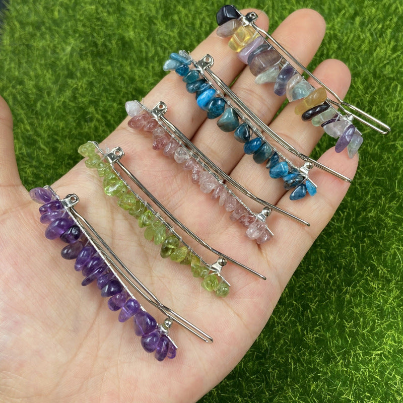 Natural crystal spring clip hair ornament