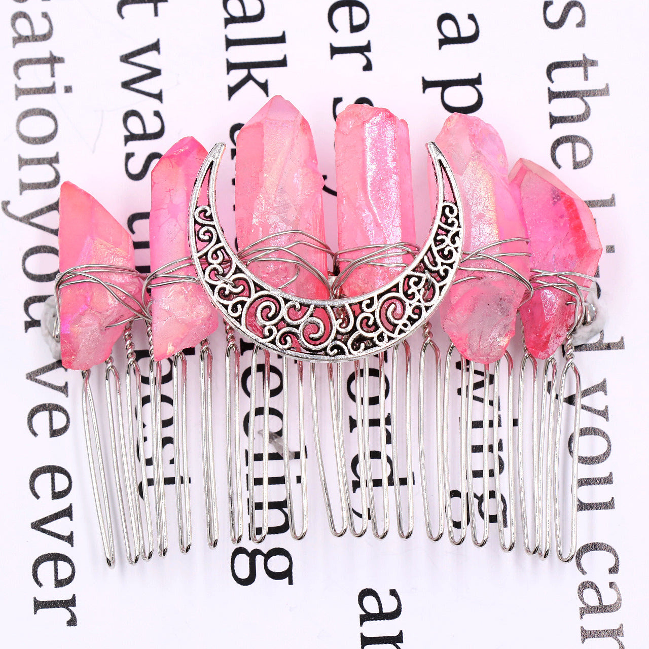 Natural crystal hair comb