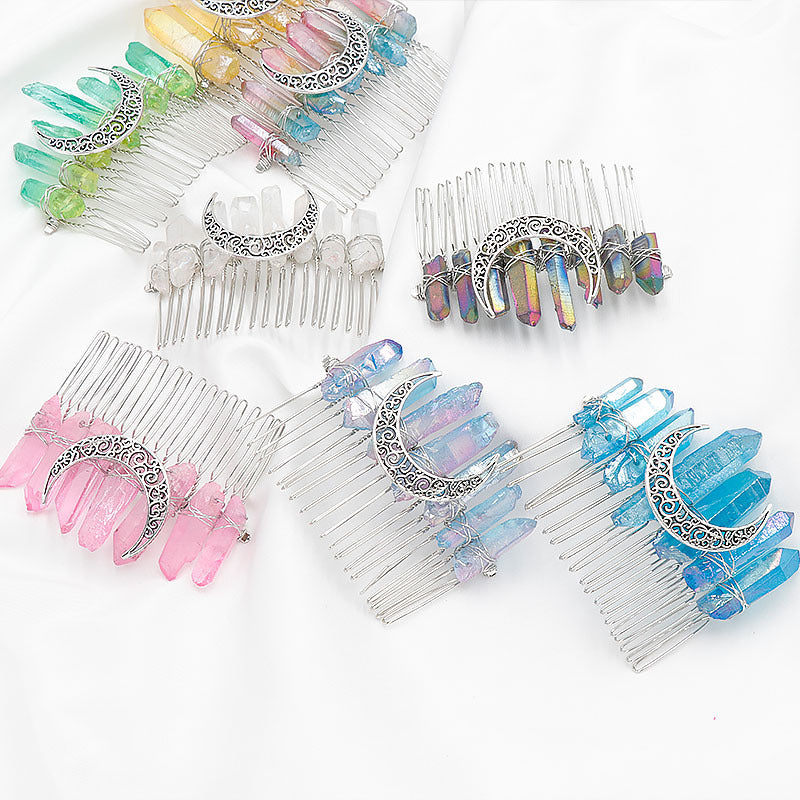 Natural crystal hair comb