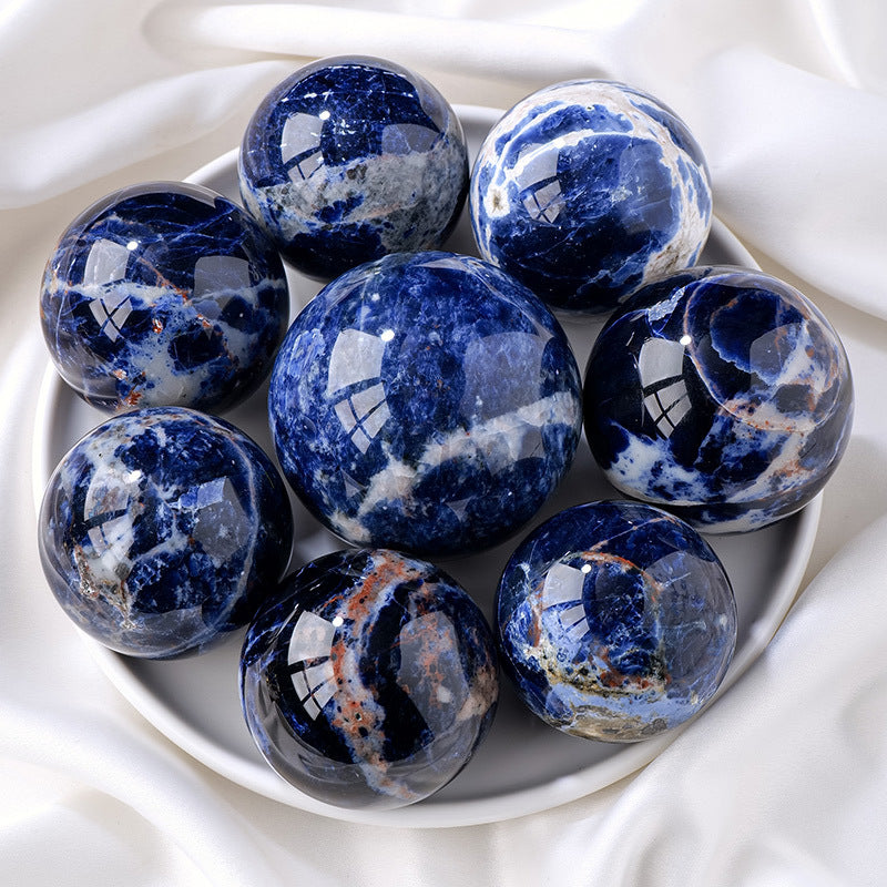 Natural blue stone crystal ball