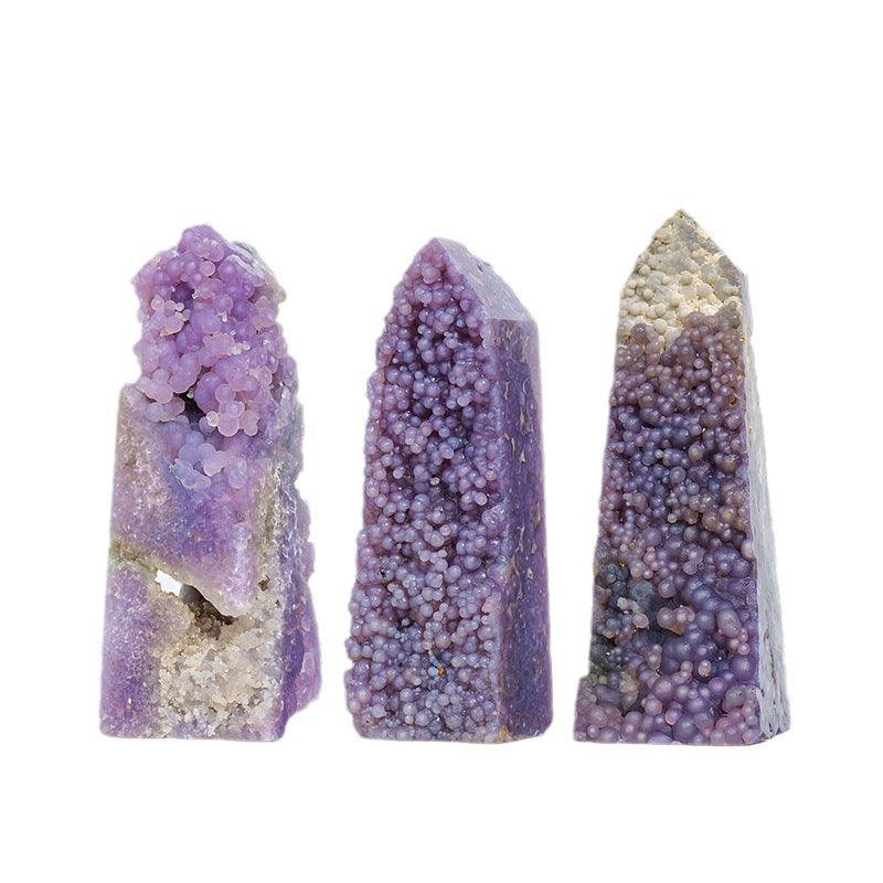 Natural crystal grape agate four sided pillar