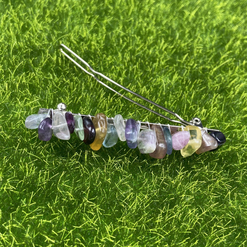 Natural crystal spring clip hair ornament