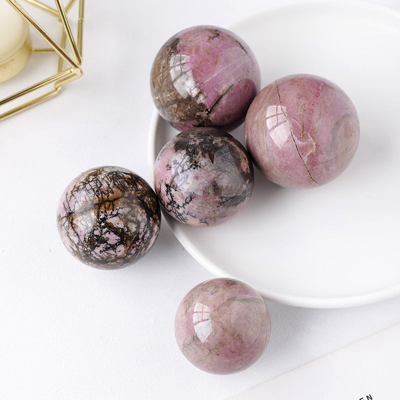 Natural crystal rosestone ball
