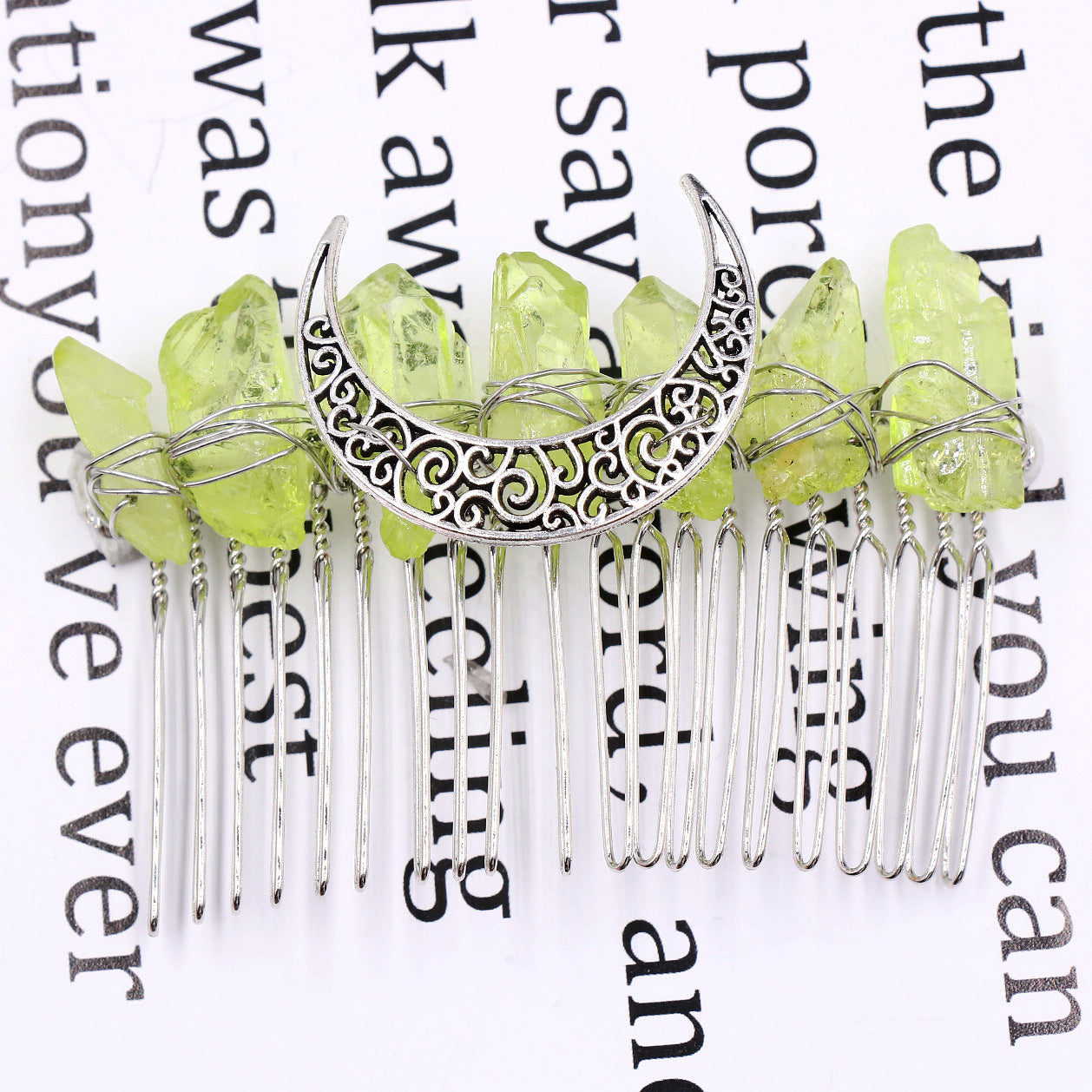 Natural crystal hair comb