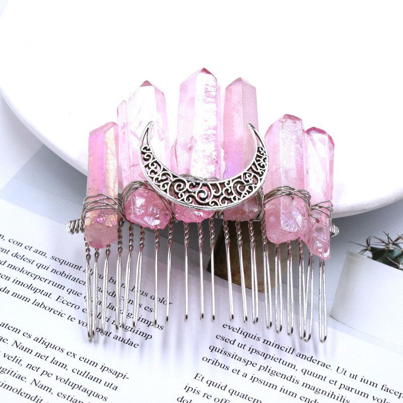 Natural crystal hair comb