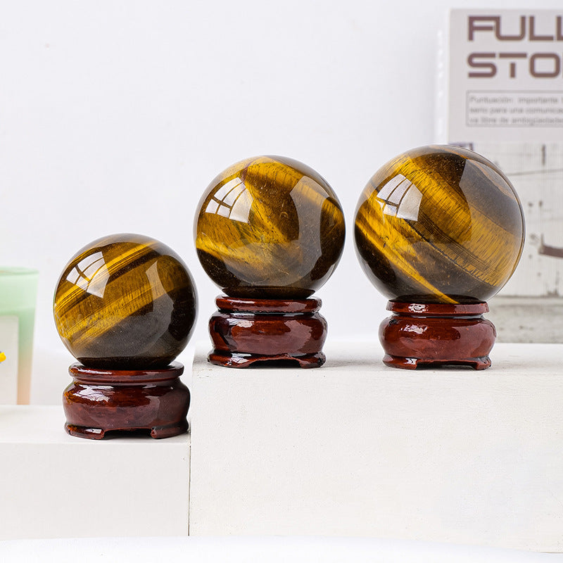 Natural yellow tiger's eye crystal ball