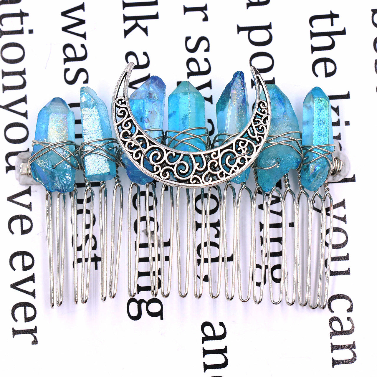 Natural crystal hair comb