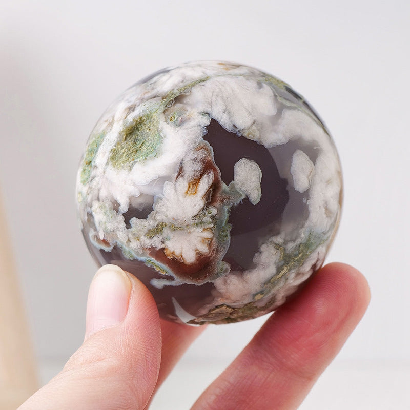 Natural black cherry blossom agate ball