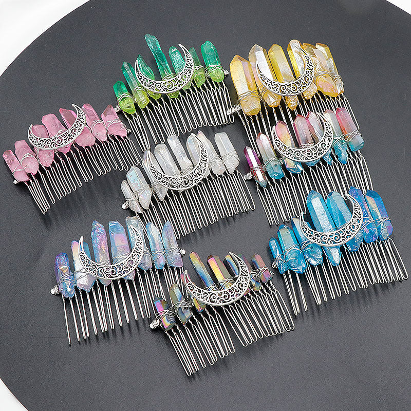 Natural crystal hair comb