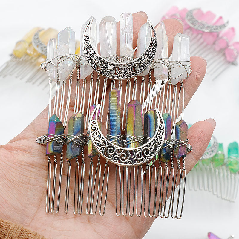 Natural crystal hair comb