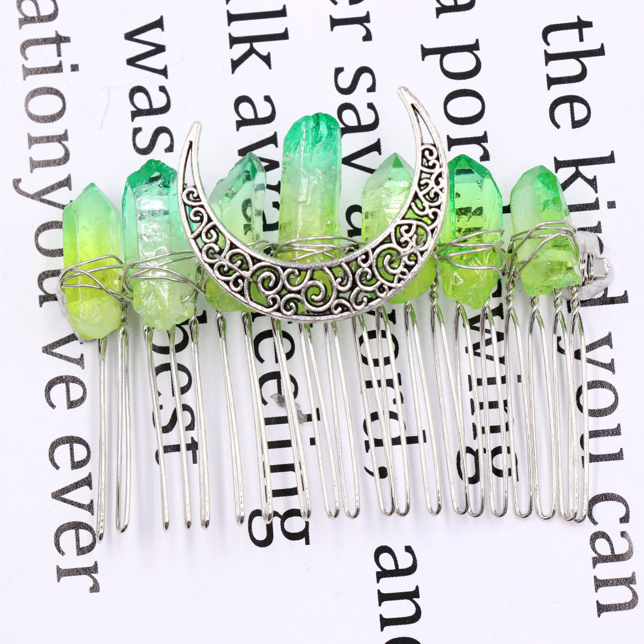 Natural crystal hair comb
