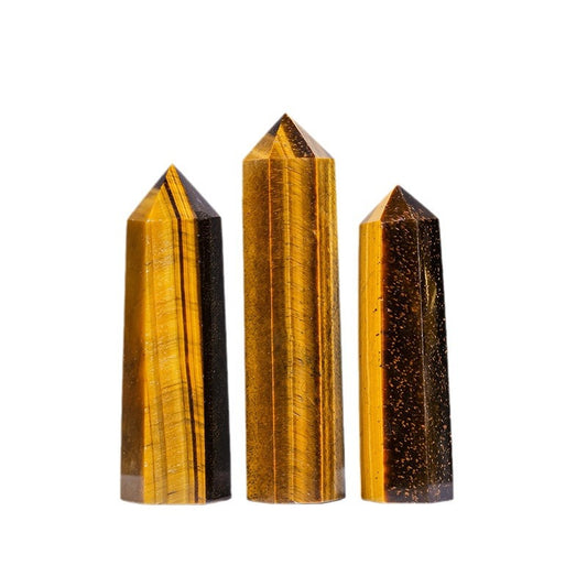 Natural crystal tiger's eye hexagonal prism