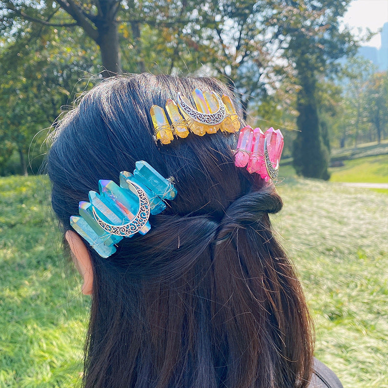 Natural crystal hair comb