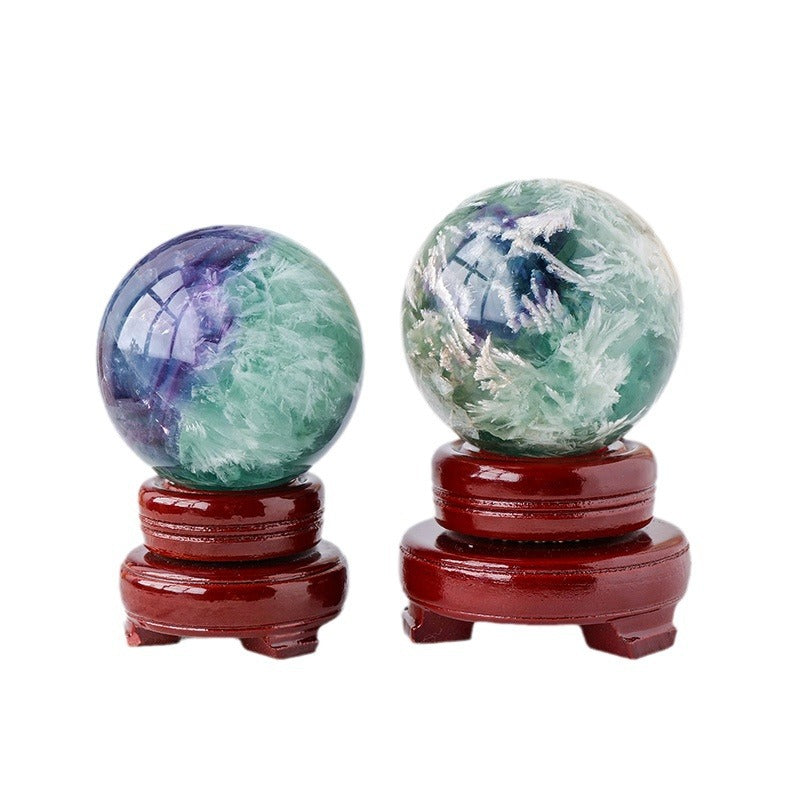 Natural feather fluorite crystal ball