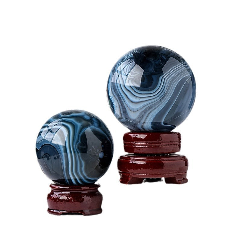 Natural black silk agate crystal ball