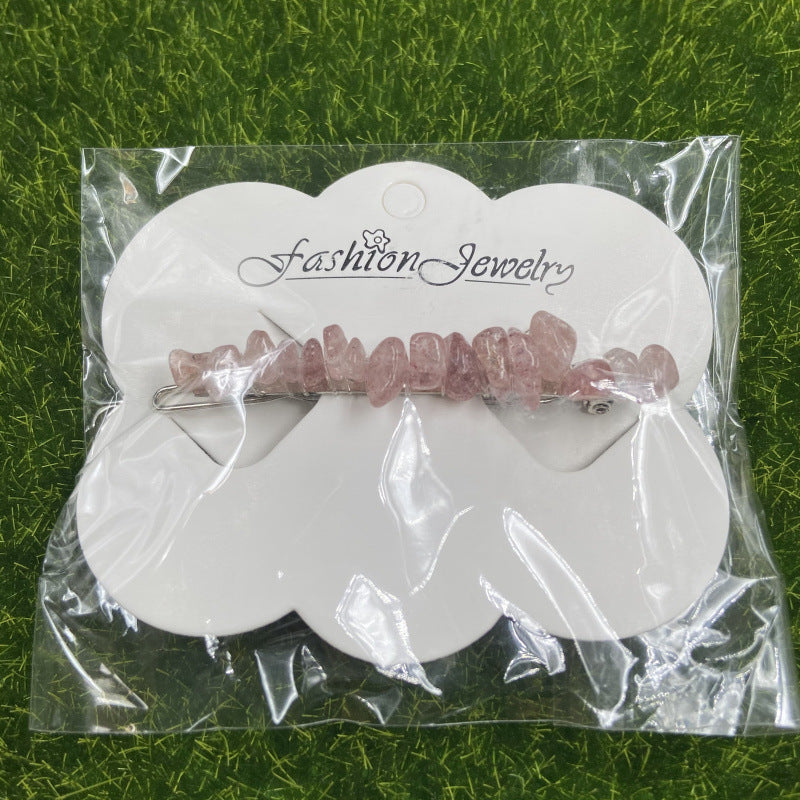 Natural crystal spring clip hair ornament
