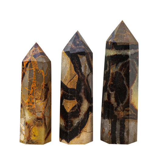 Natural turtle stone hexagonal crystal column