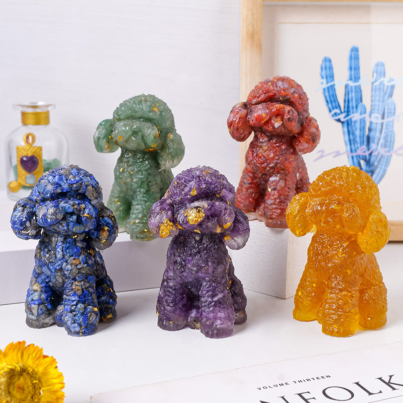 Natural Crystal Gravel Epoxy Teddy Dog