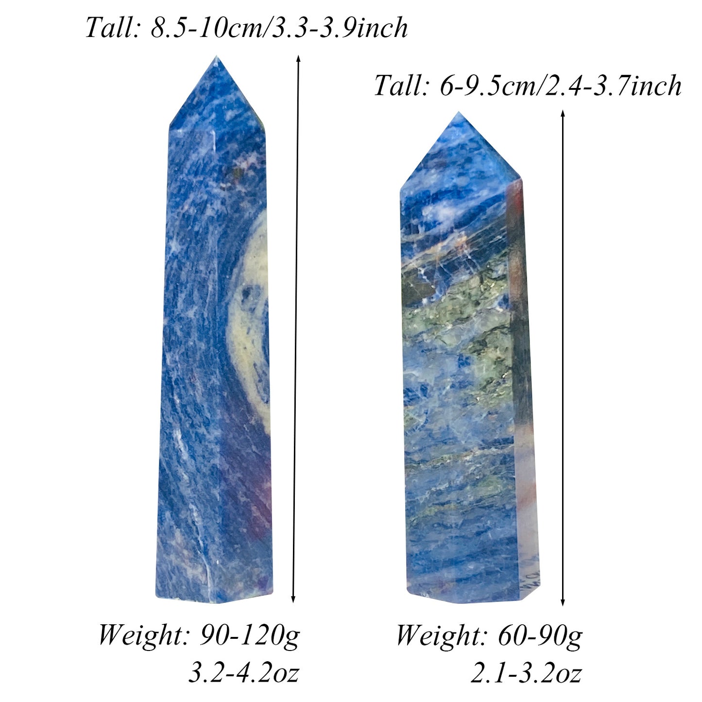 Natural blue stone crystal hexagonal prism