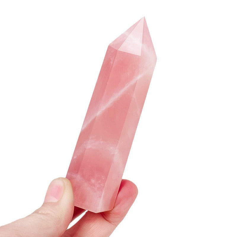 Natural powder crystal single pointed hexagonal prism