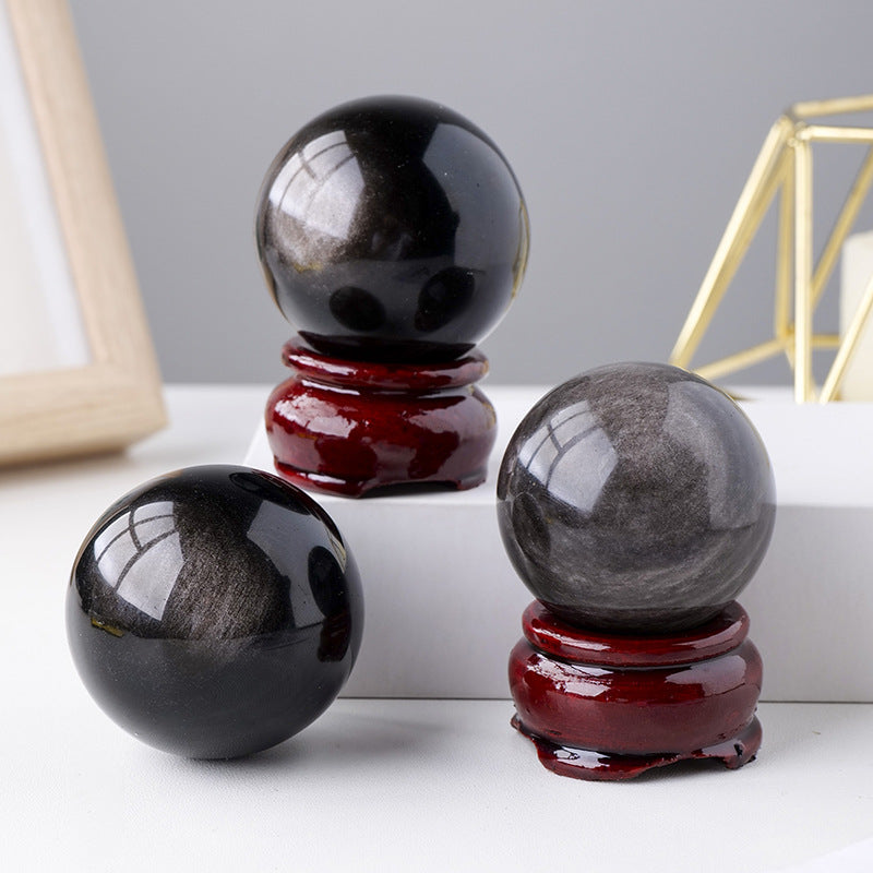Natural silver obsidian ball