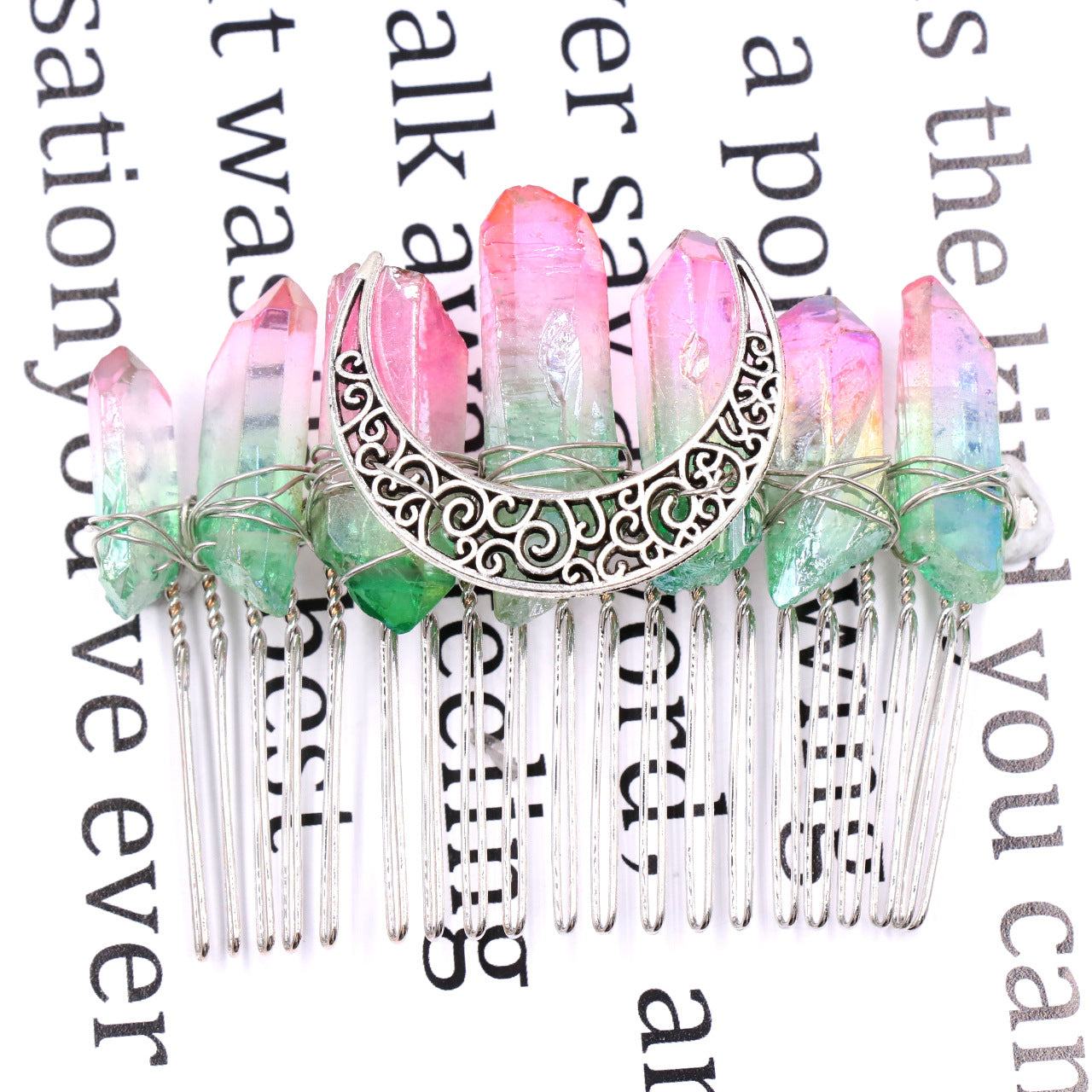 Natural crystal hair comb