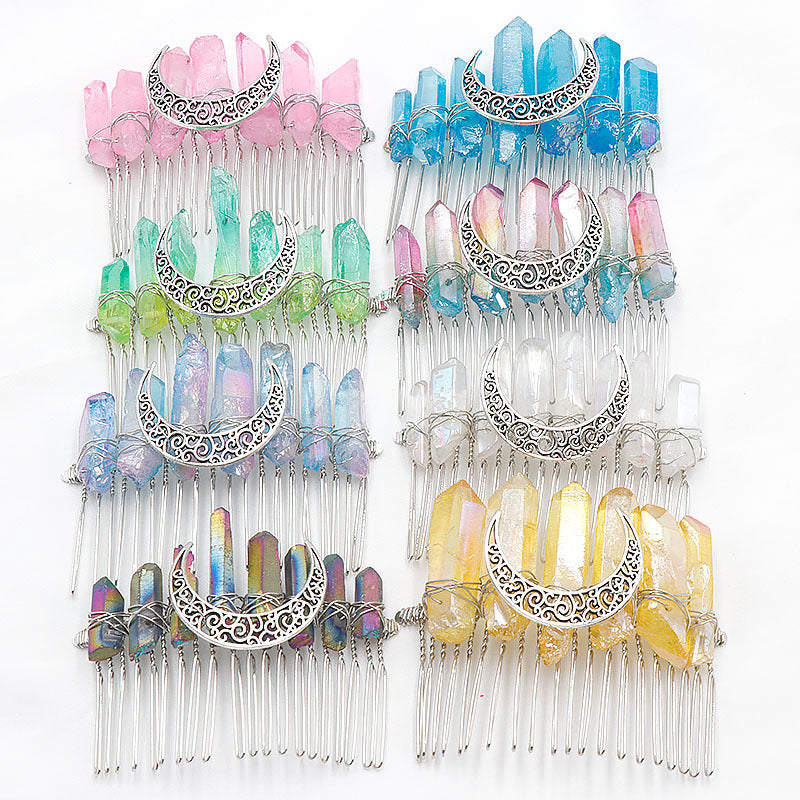 Natural crystal hair comb