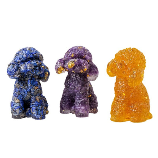 Natural Crystal Gravel Epoxy Teddy Dog